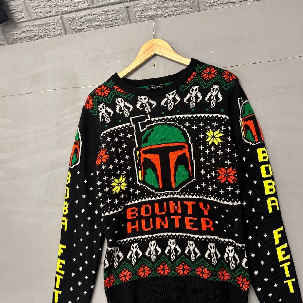 Star Wars Boba Fett Ugly Christmas Sweater Men's Size Small Black‎